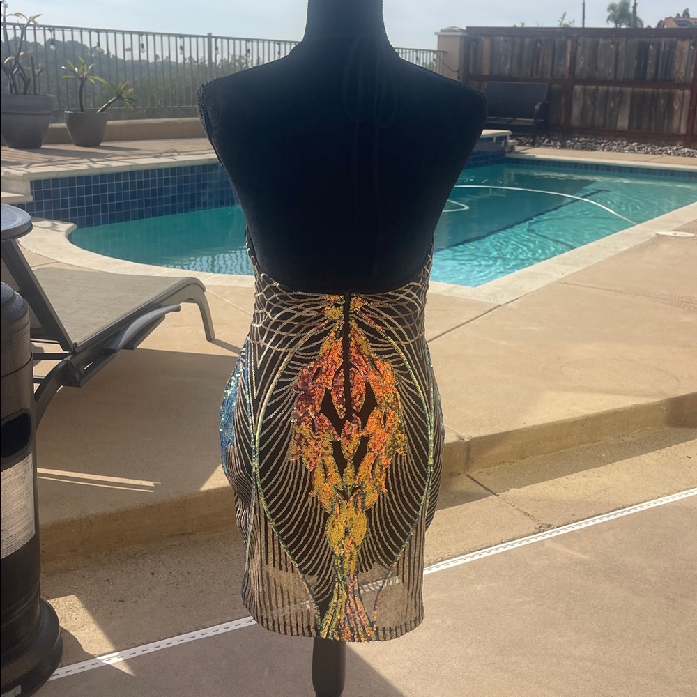Fashion Nova Vibrant Sequin Backless Dress - Picture 2 of 3